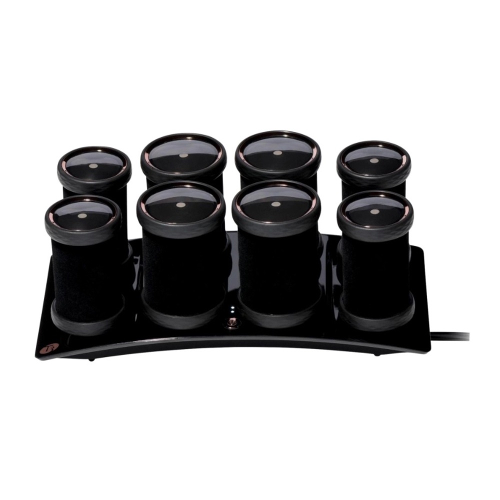 T3 Black Heated Hair Rollers with Charging Base